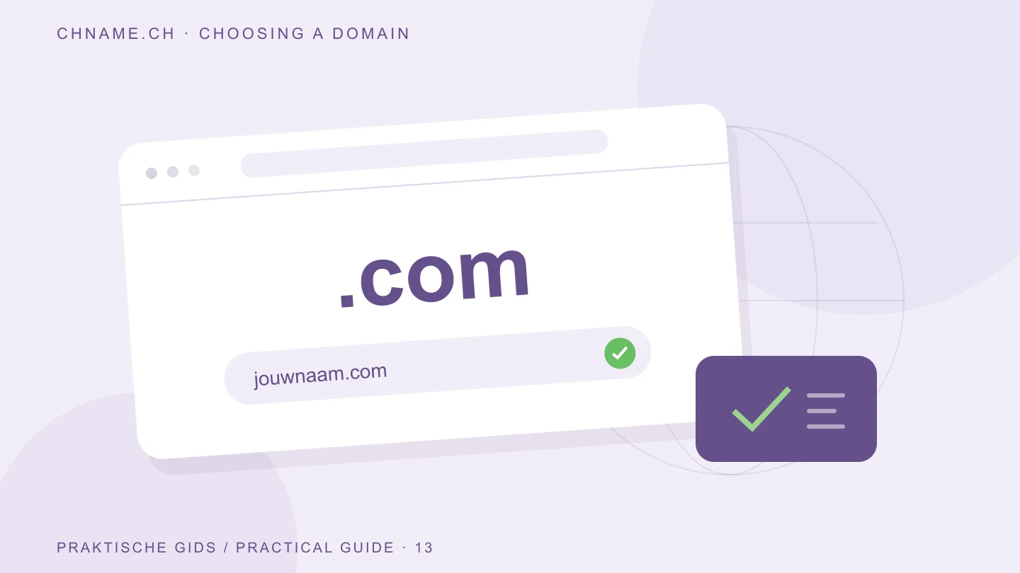 Illustratie bij een .com domein registreren voor je merk