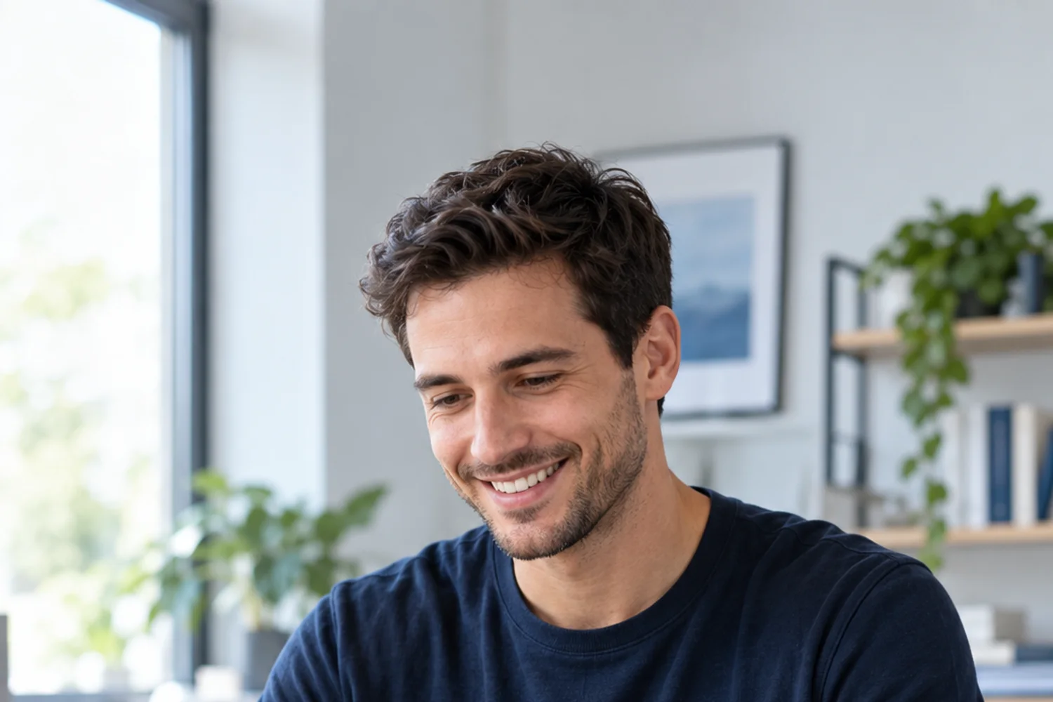 Ondernemer bekijkt zijn online project op een laptop